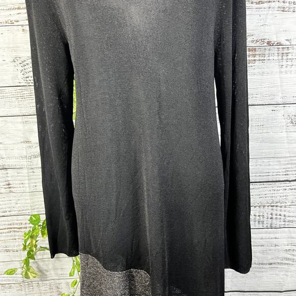 Eileen Fisher Tunic Top Women's Size L Black Silver Stretch Lagenlook Oversized - Picture 6 of 14
